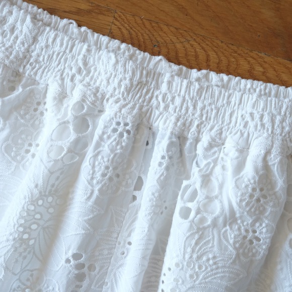 Stella Nova Krista Joe Shorts Womens White Eyelet Cotton Boho Scalloped Size 6 - Picture 2 of 7